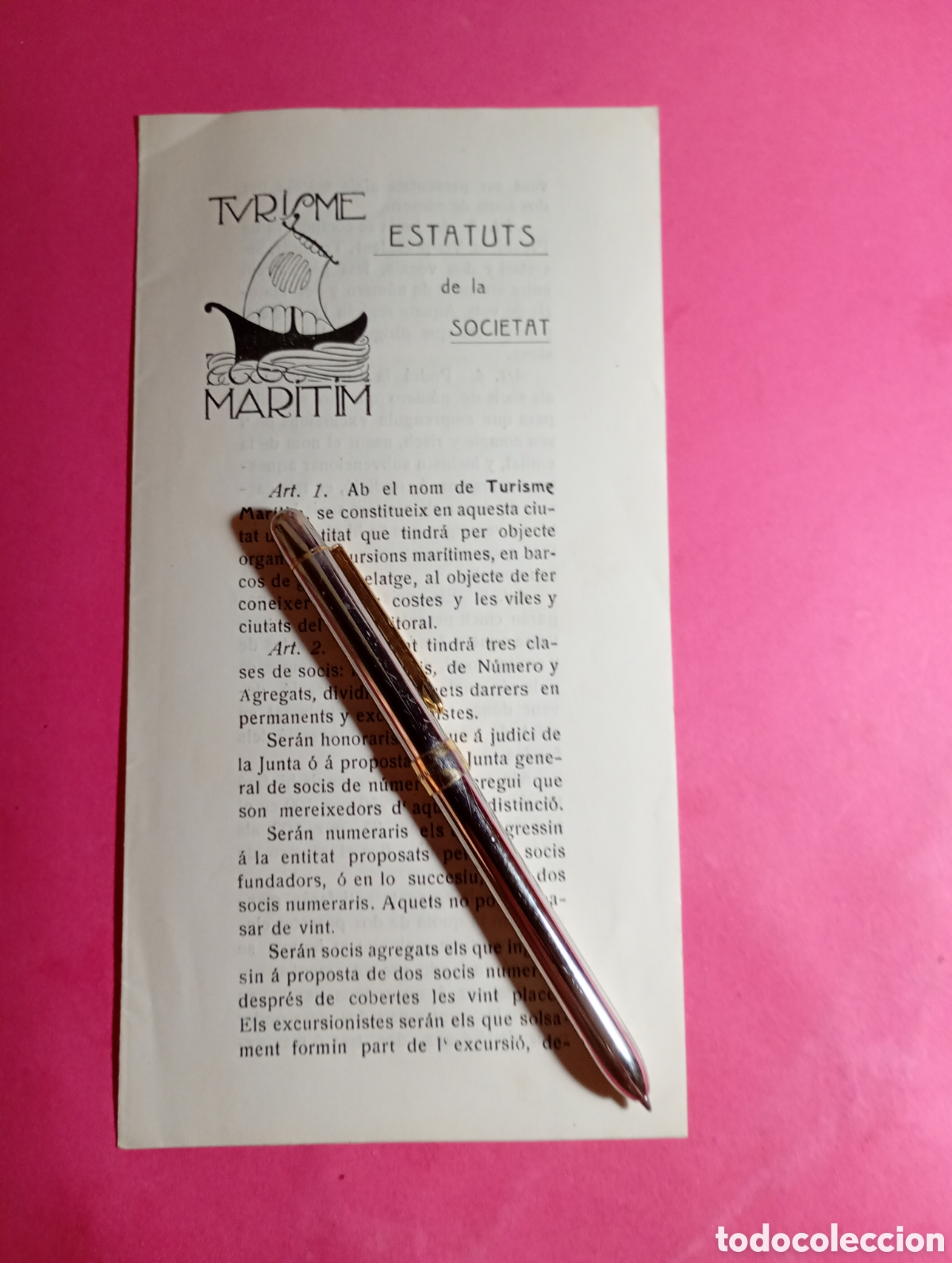 Brochures de tourisme: estatuts de la societat ''turisme maritim'' barcelona 1909