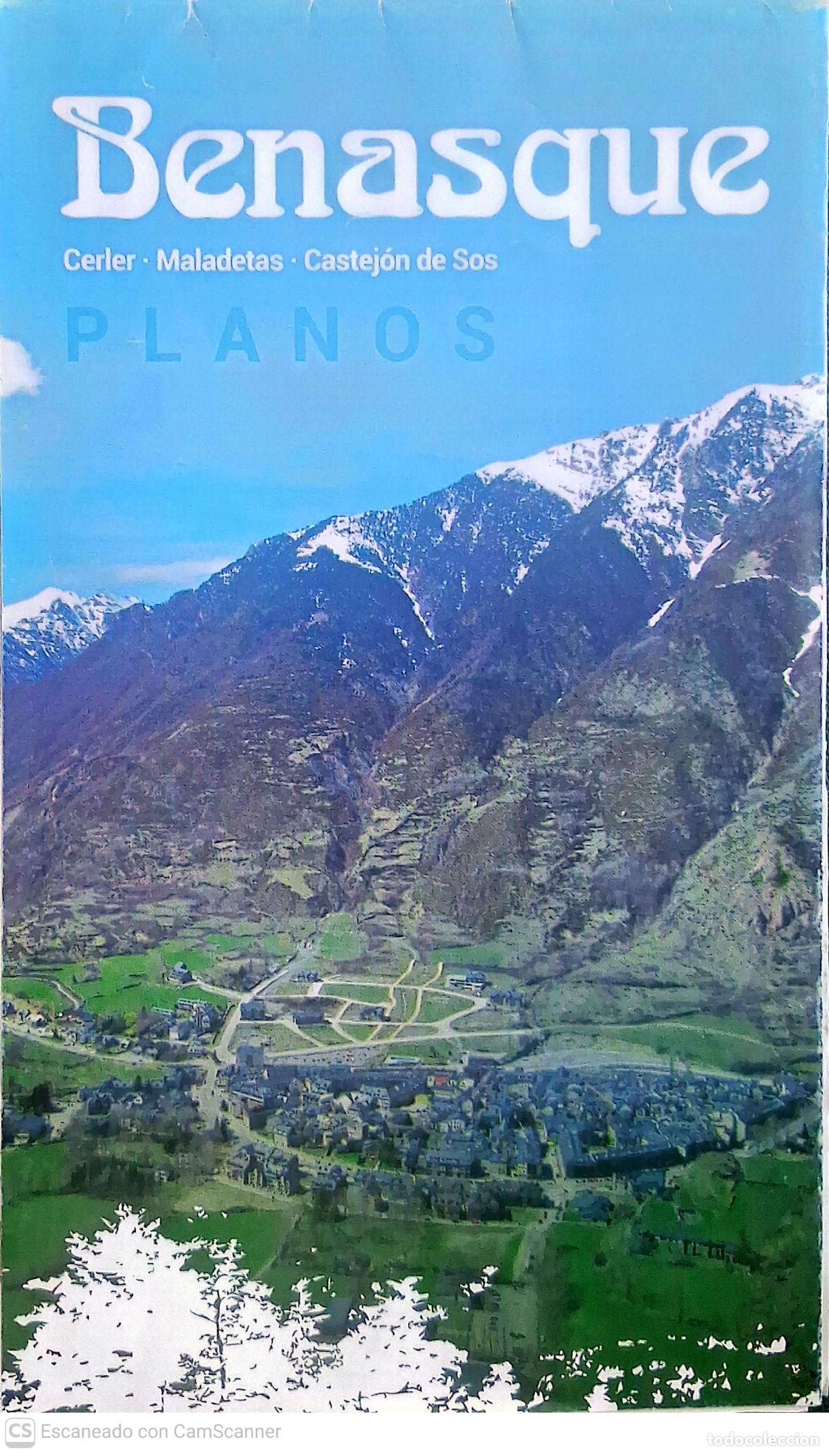 Folletos de turismo: Benasque. Cerler - Maladetas - Castej&oacute;n de Sos. Planos. Desplegable con 10 rect&aacute;ngulos del tama&ntilde;o 1