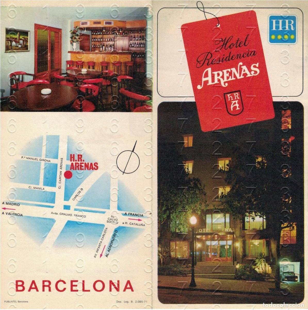 Folletos de turismo: HOTEL RESIDENCIA ARENAS BARCELONA DIPTICO FOLLETO TURISTICO 1971 M34