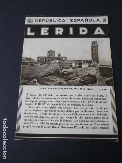 Brochures de tourisme: LERIDA ANTIGUO FOLLETO TURISTICO SEGUNDA REPUBLICA ESPA&Ntilde;OLA