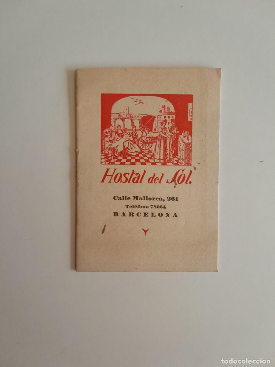 Folletos de turismo: MEN&Uacute; HOSTAL DEL SOL DE BARCELONA (1946)