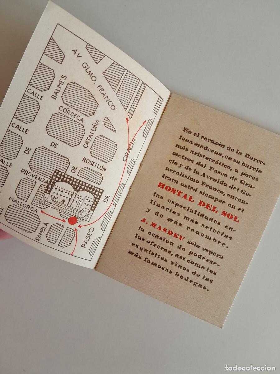 Folletos de turismo: MEN&Uacute; HOSTAL DEL SOL DE BARCELONA (1946) - Foto 2
