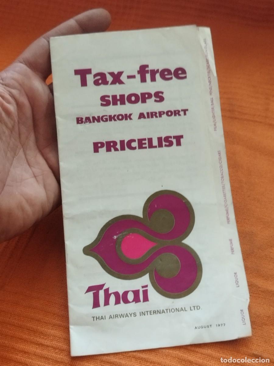 Folletos de turismo: folleto vintage de Thai Airways International de agosto de 1977 Bangkok aeropuerto.