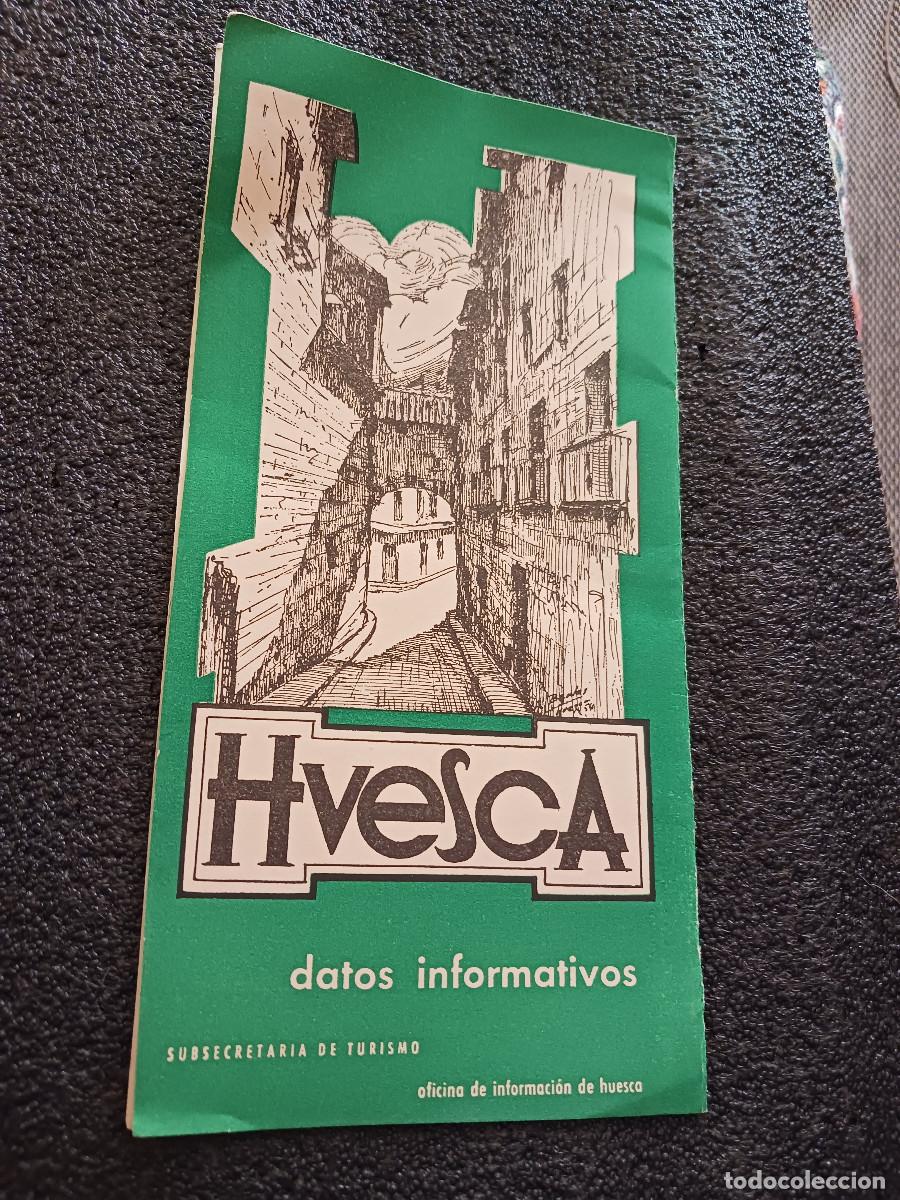 Folletos de turismo: diptico, Huesca. 1965. Datos informativos. Planos de Huesca ciudad