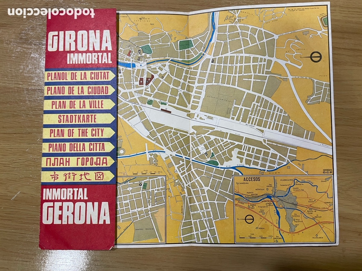 Folletos de turismo: Plano Girona Immortal 1977 Desplegable