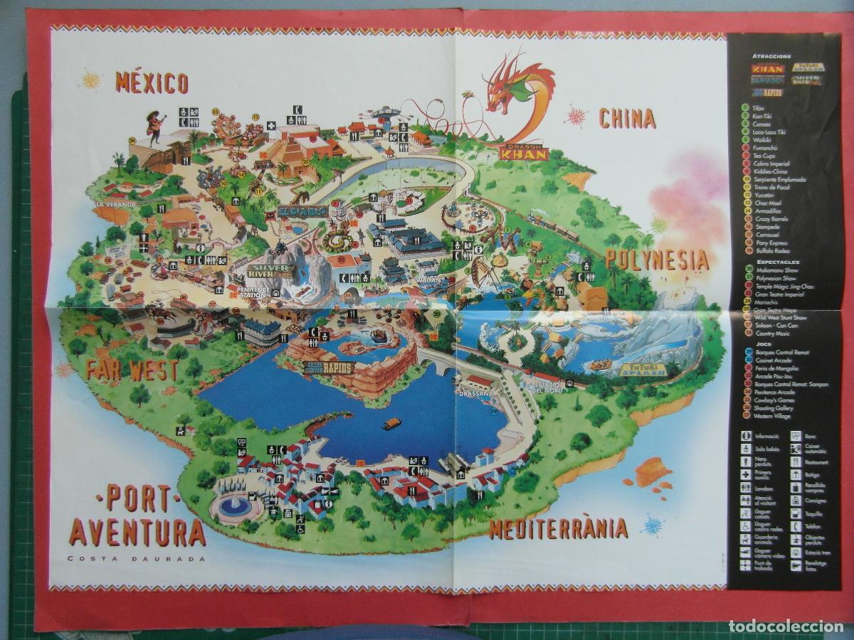 Folletos de turismo: POSTER PORT AVENTURA 1995 TAMA&Ntilde;O 59 X 42 CM ABIERTO, DOBLADO EN 4 PARTES VEA FOTOS