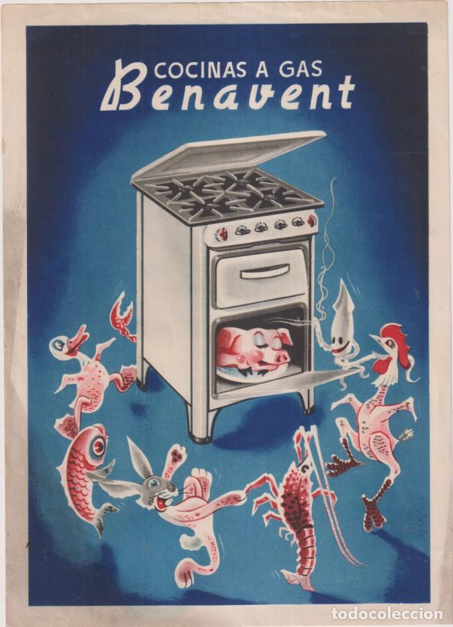 Folletos de turismo: Folleto Publicitario (24x17 cm.) Cocinas a gas Benavent. A&ntilde;os 50