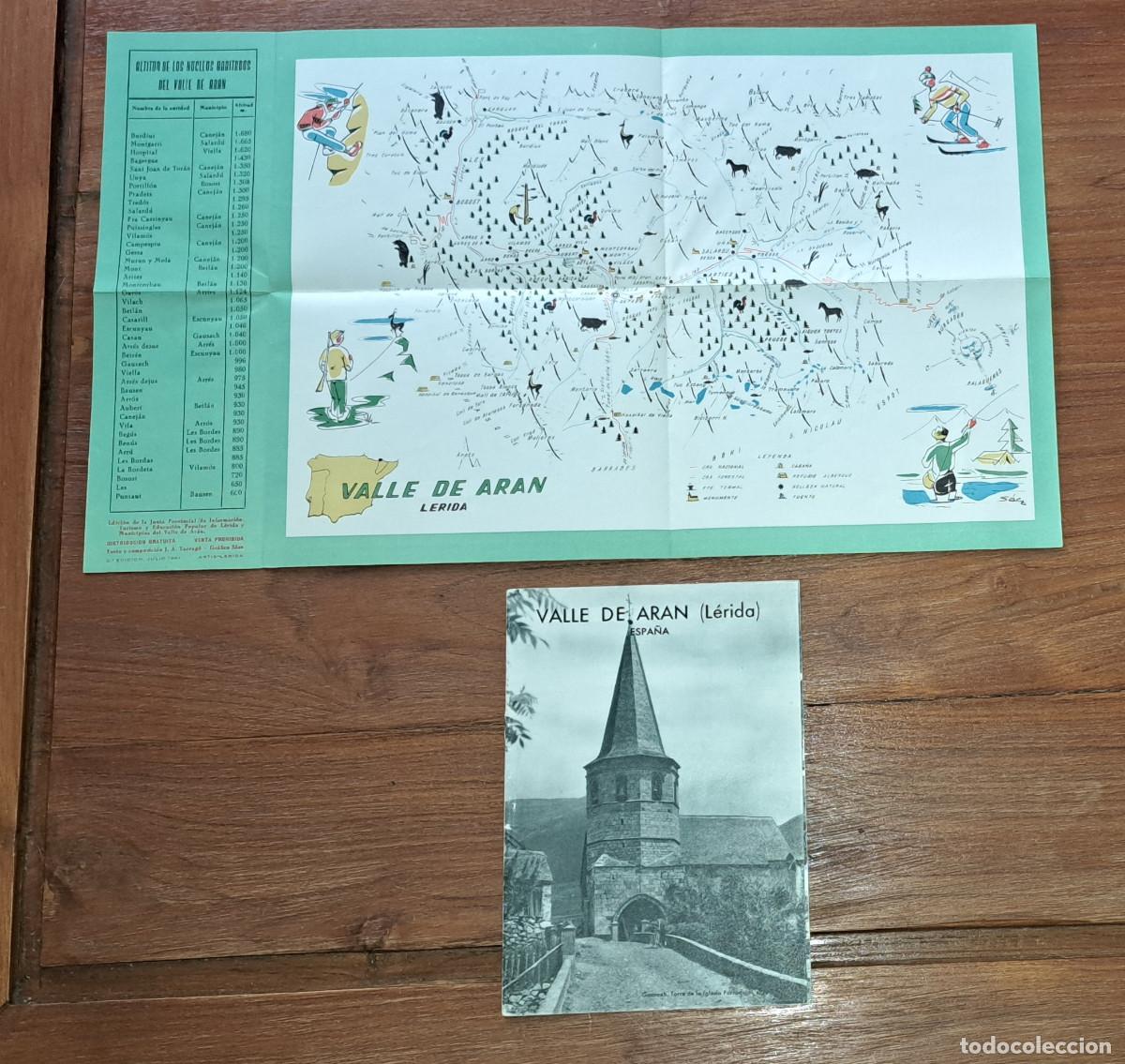 Folletos de turismo: MAPA TUR&Iacute;STICO DEL VALLE DE AR&Aacute;N ( L&eacute;rida ) Y FOLLETO - A&Ntilde;O 1962
