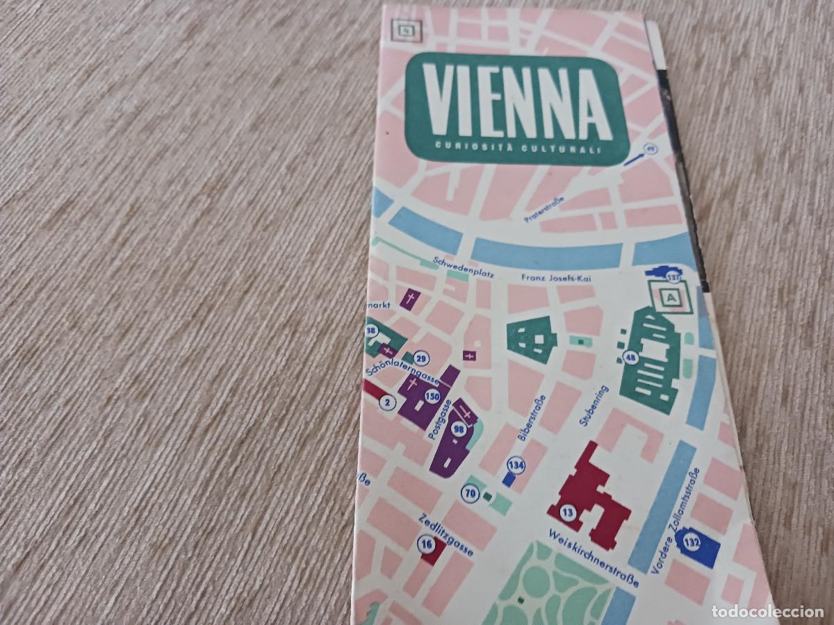 Folletos de turismo: antiguo desplegable turistico, mapa turistico del centro de viena