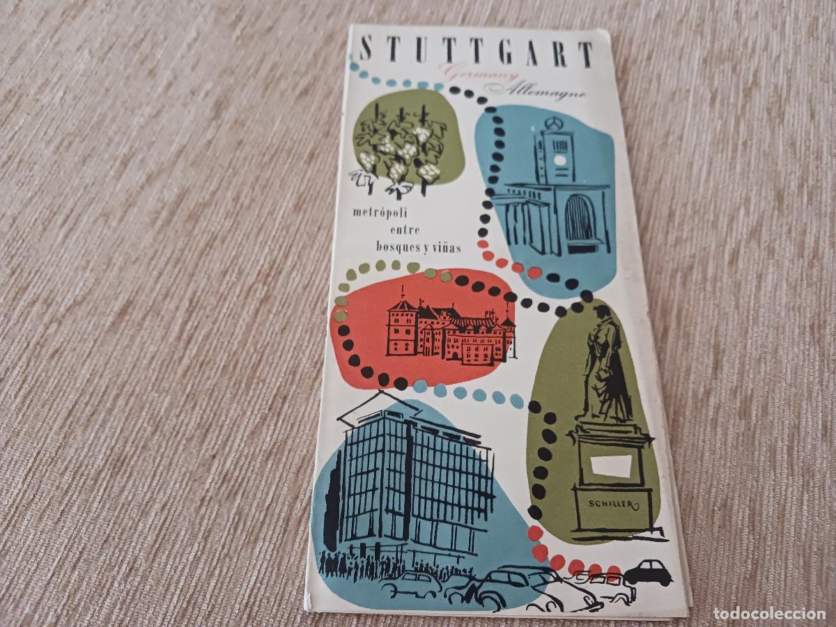 Folletos de turismo: antiguo desplegable turistico, stuttgar, idiomas italiano espa&ntilde;ol, ingles y aleman