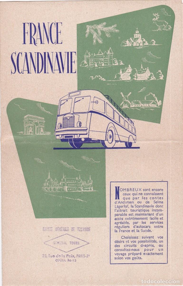 Folletos de turismo: Francia - Agencia General Tours - Tarifas France Scandinavie 1956 - Cuadr&iacute;ptico - 211x138mm plegado