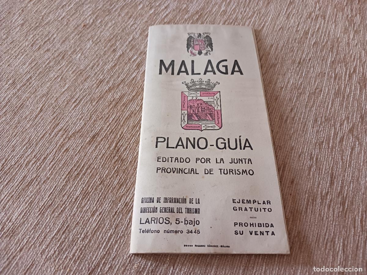 Folletos de turismo: antiguo plano turistico, malaga, decada de 1940/50, idioma espa&ntilde;ol