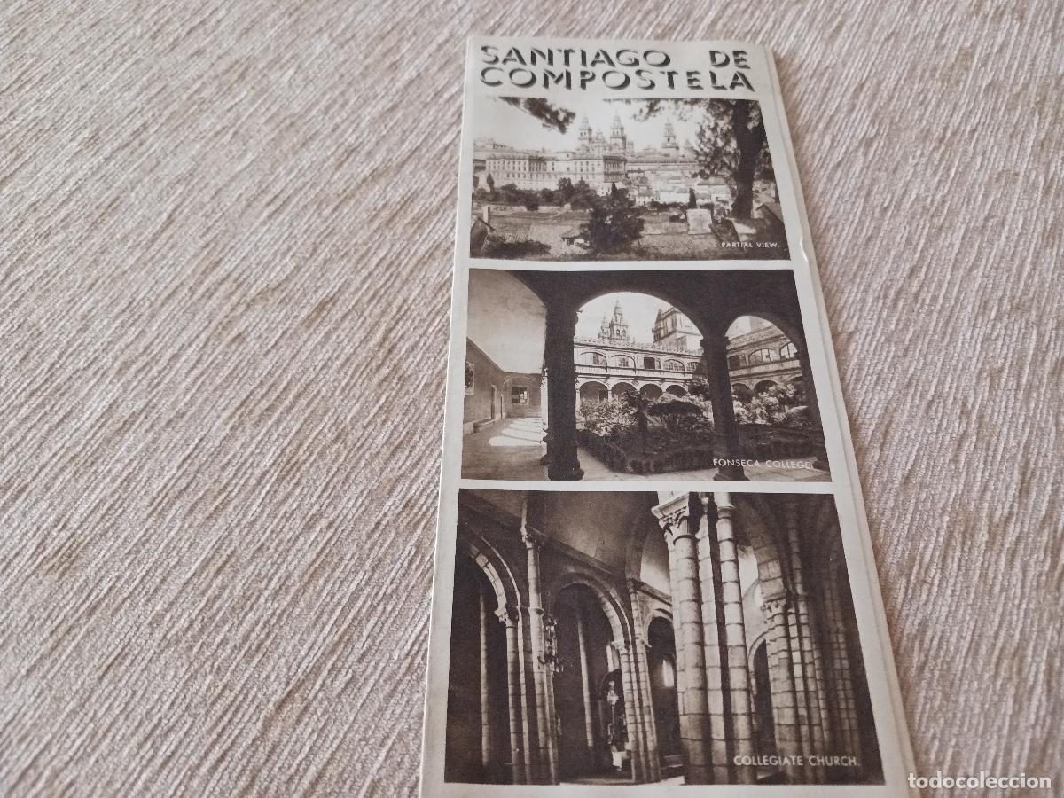 Folletos de turismo: antiguo triptico turistico, santiago de compostela, 1940/50, idioma ingles, viajes ibero aleman