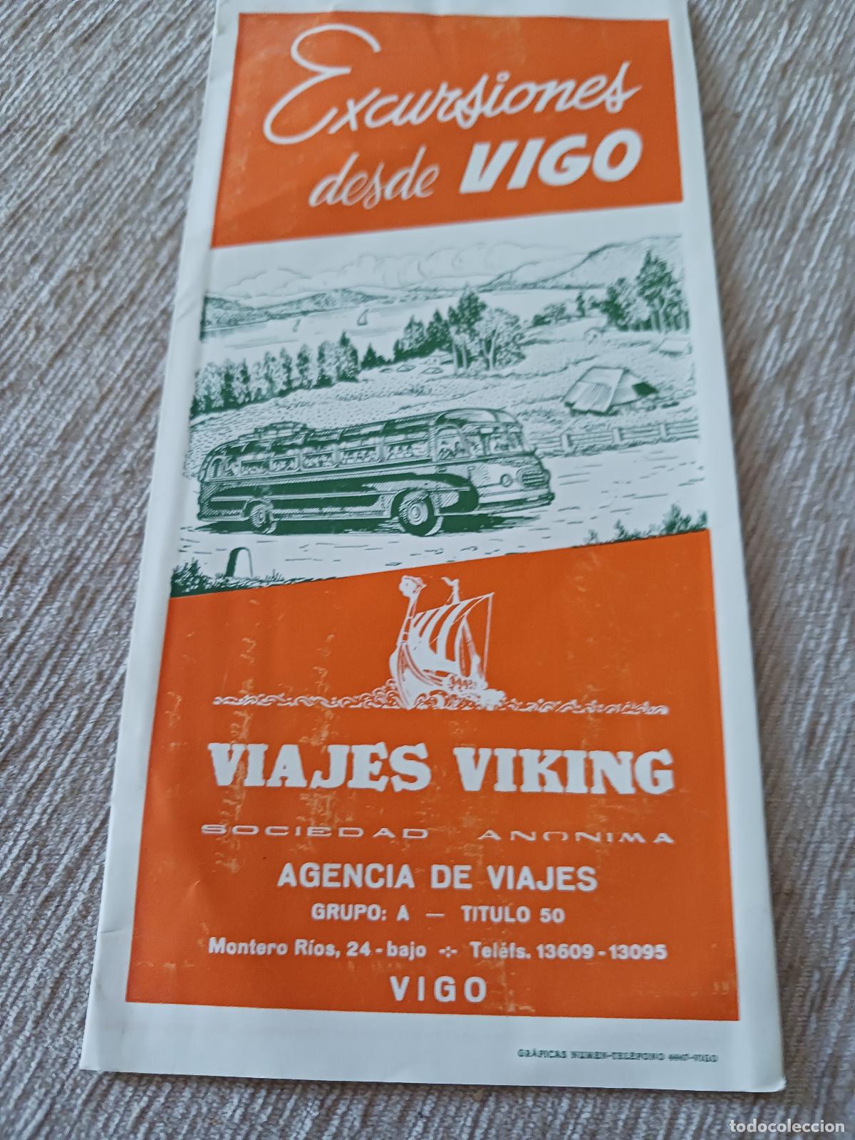Folletos de turismo: antiguo desplegable turistico, excursiones desde vigo, viajes viking