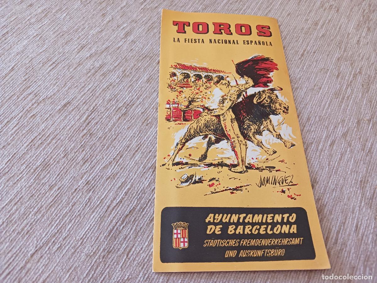 Folletos de turismo: antiguo triptico, toros la fiesta nacional espa&ntilde;ola, ayuntamiento de barcelona, idioma aleman