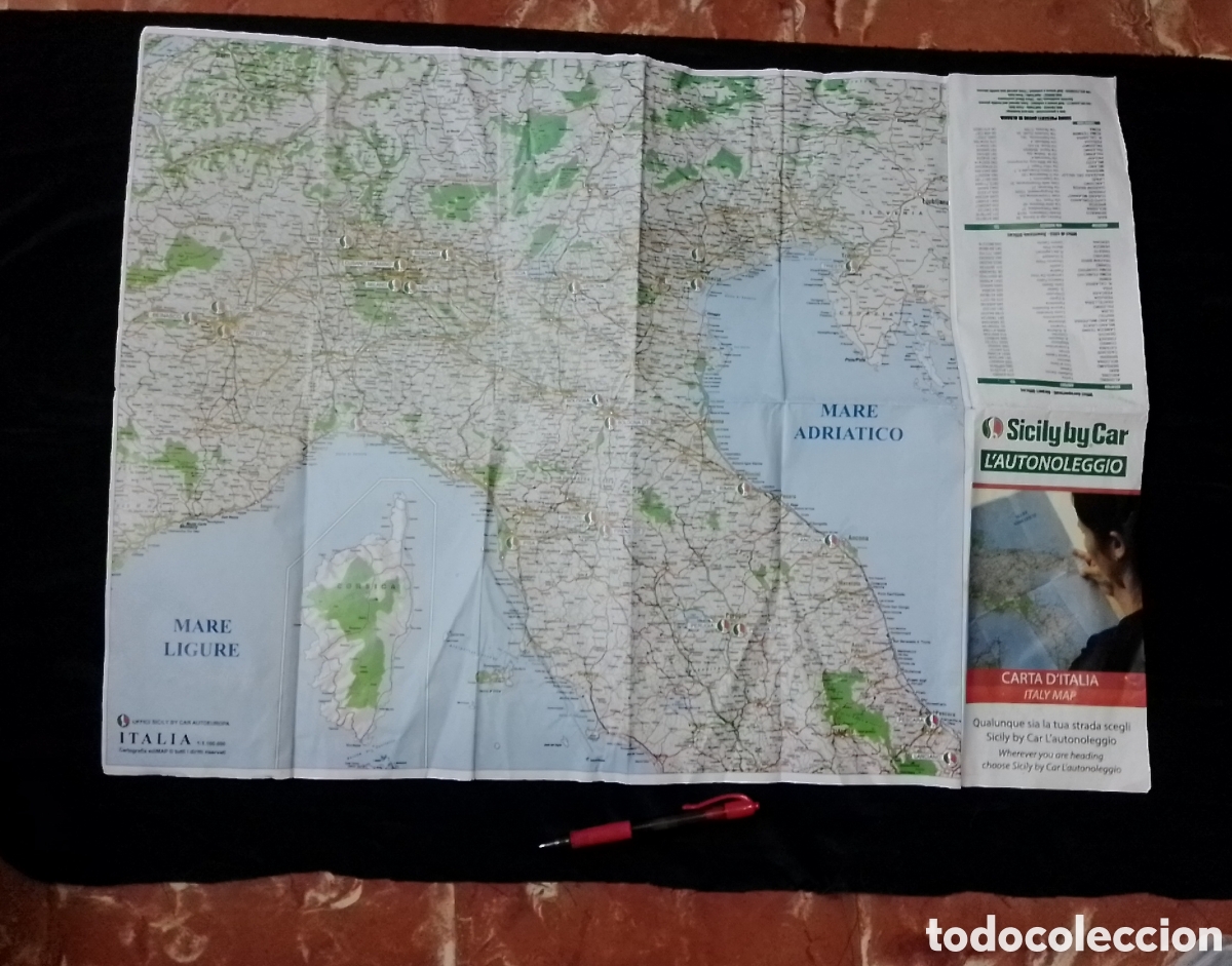 Folletos de turismo: Mapa de Italia C&oacute;rcega Cerde&ntilde;a y Sicilia