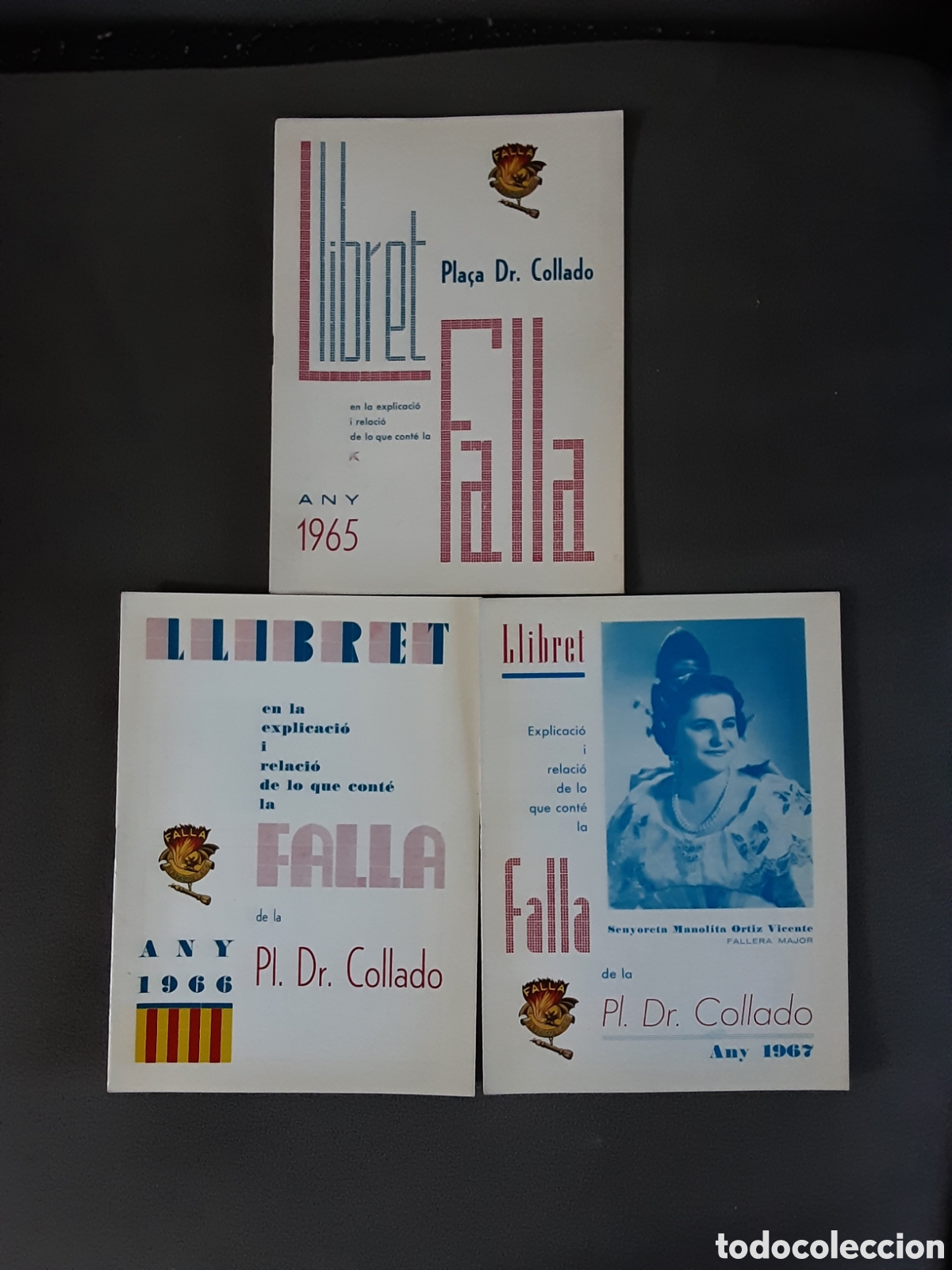 Folletos de turismo: LOTE DE 3 LLIBRETS DE FALLAS PLA&Ccedil;A DR. COLLADO 1965 1966 Y 1967