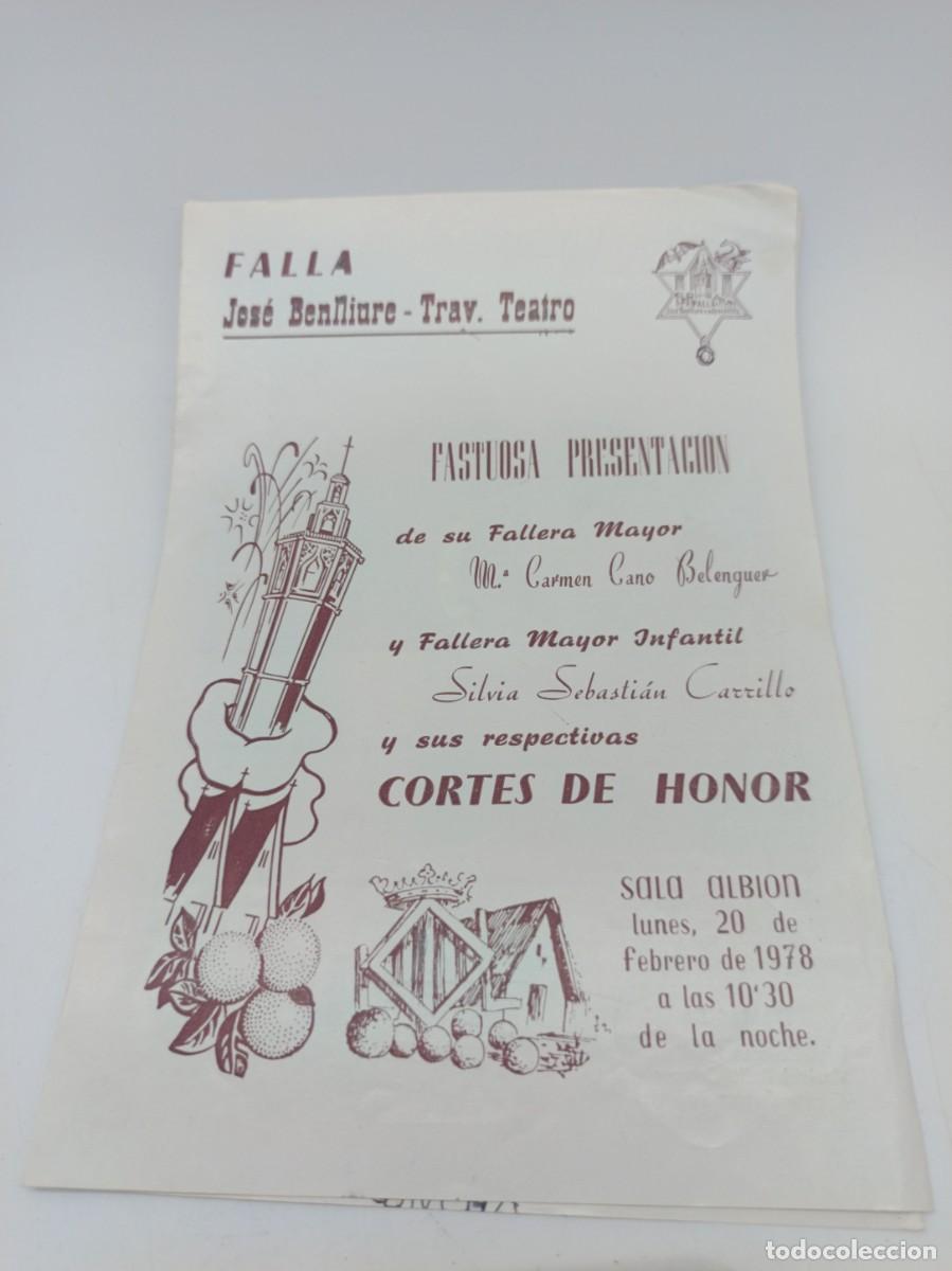 Folletos de turismo: PROGRAMA DE FALLAS JOSE BENLLIURE 1978