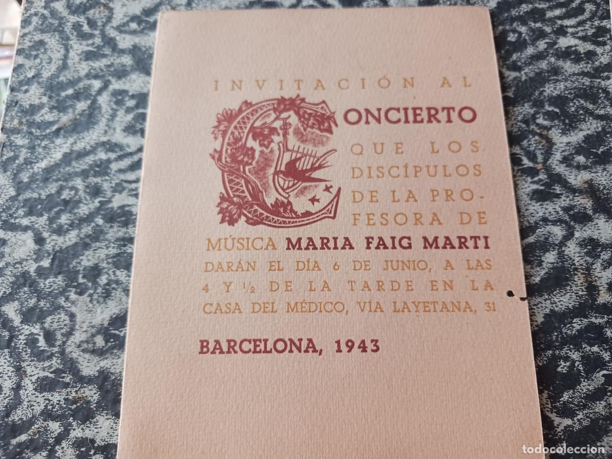 Folletos de turismo: diptico, invitacion al concierto, alumnos de maria faig marti, barcelona 1943