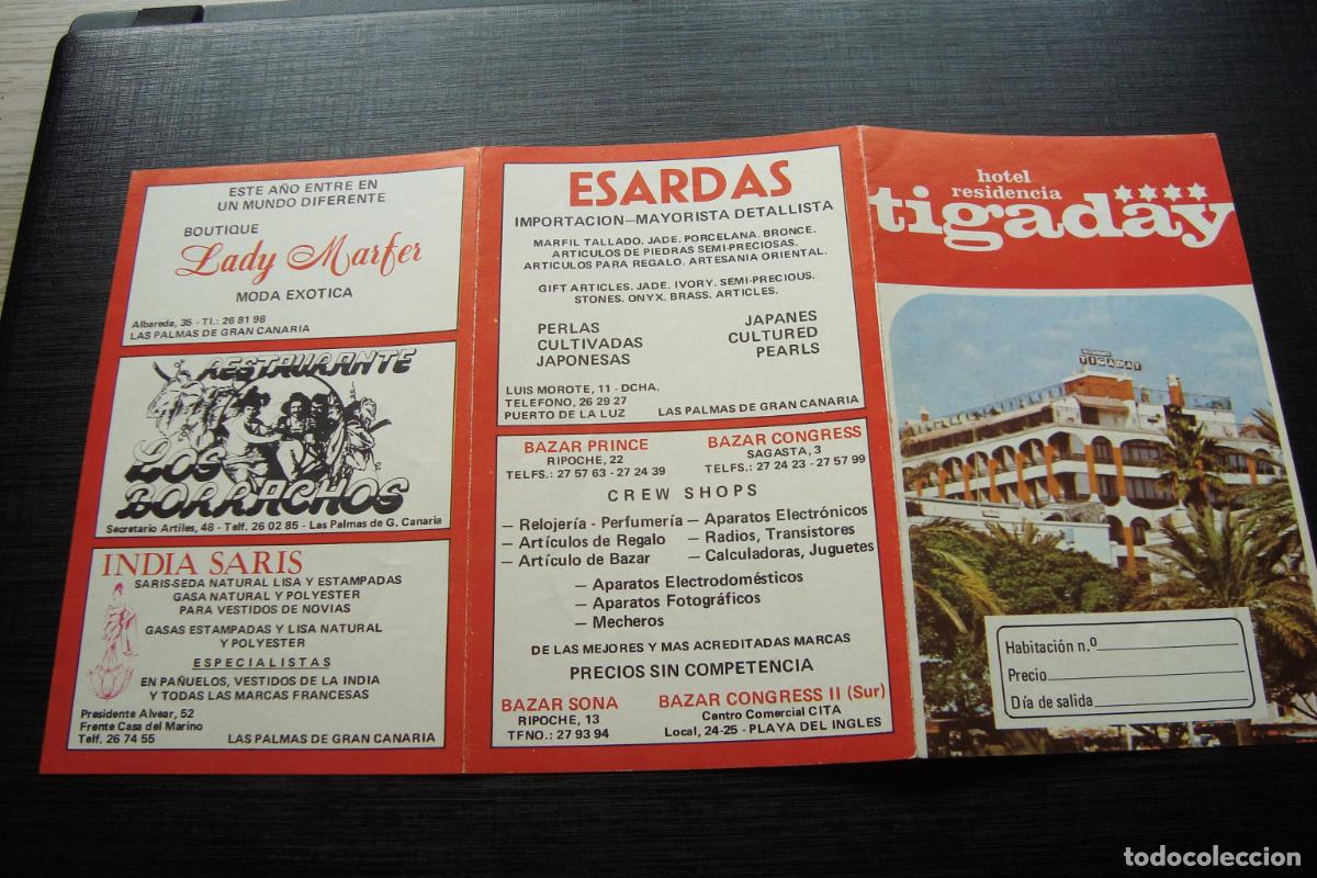 Folletos de turismo: ANTIGUO FOLLETO TURISMO HOTEL RESIDENCIA TIGADAY. LAS PALMAS DE GRAN CANARIA.