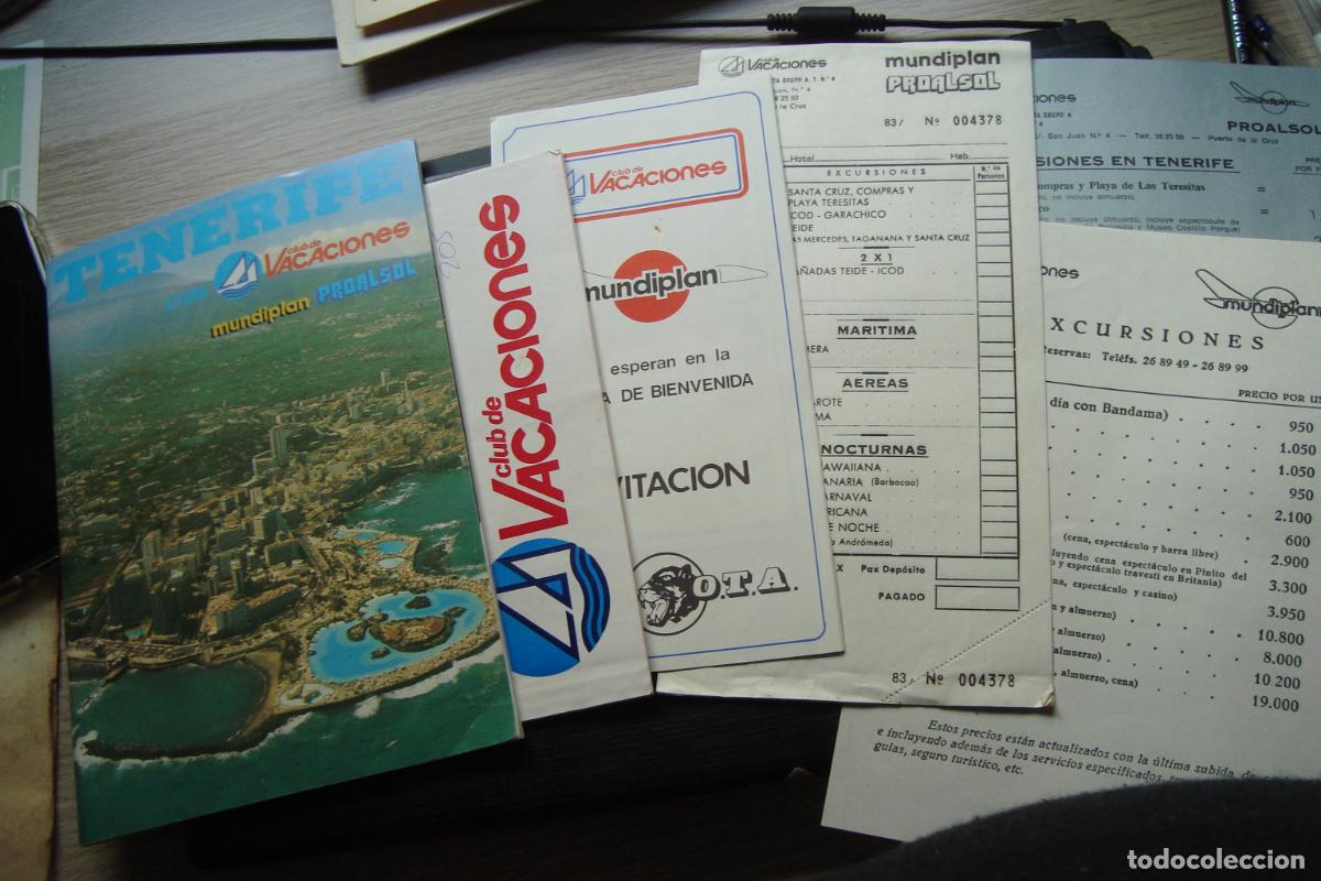 Folletos de turismo: ANTIGUO CONJUNTO DOCUMENTOS CLUB DE VACACIONES MUNDIPLAN PROALSOL CANARIAS A&Ntilde;OS 80.