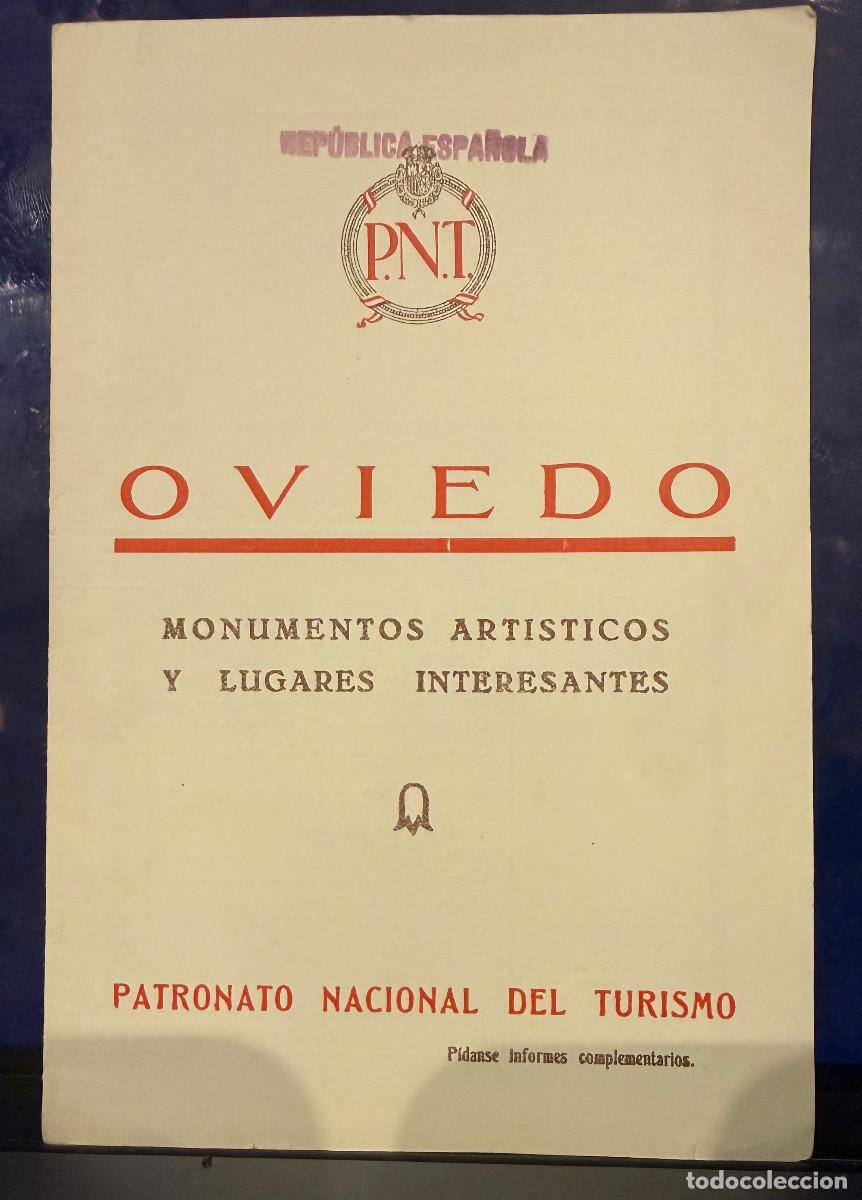 Folletos de turismo: Antiguo Folleto Tur&iacute;stico de Oviedo con el Sello de la Rep&uacute;blica Espa&ntilde;ola