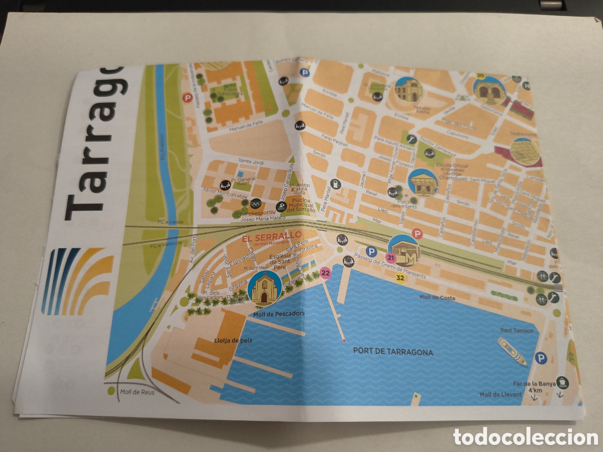 Folletos de turismo: TARRAGONA, HISTORIA VIVA. PLANO DE TARRAGONA CON LUGARES A VISITAR.