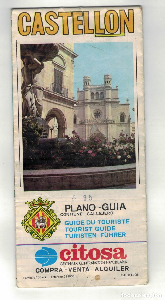 Folletos de turismo: Plano gu&iacute;a Castell&oacute;n 1985 con callejero tur&iacute;stico Citosa