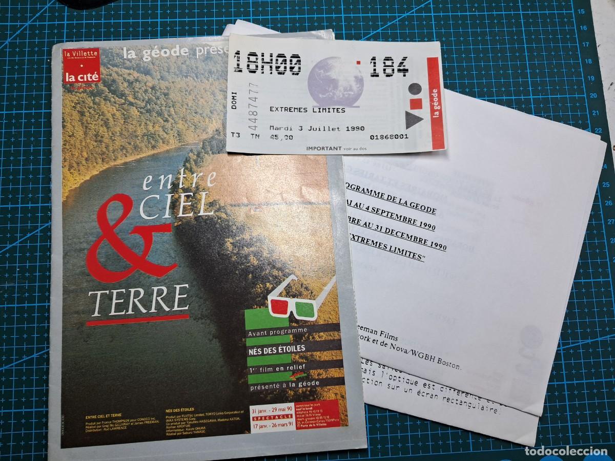 Folletos de turismo: Entrada + 3 documentos de &rdquo;La G&eacute;ode&rdquo; - Museo de Ciencias de Par&iacute;s - 1990