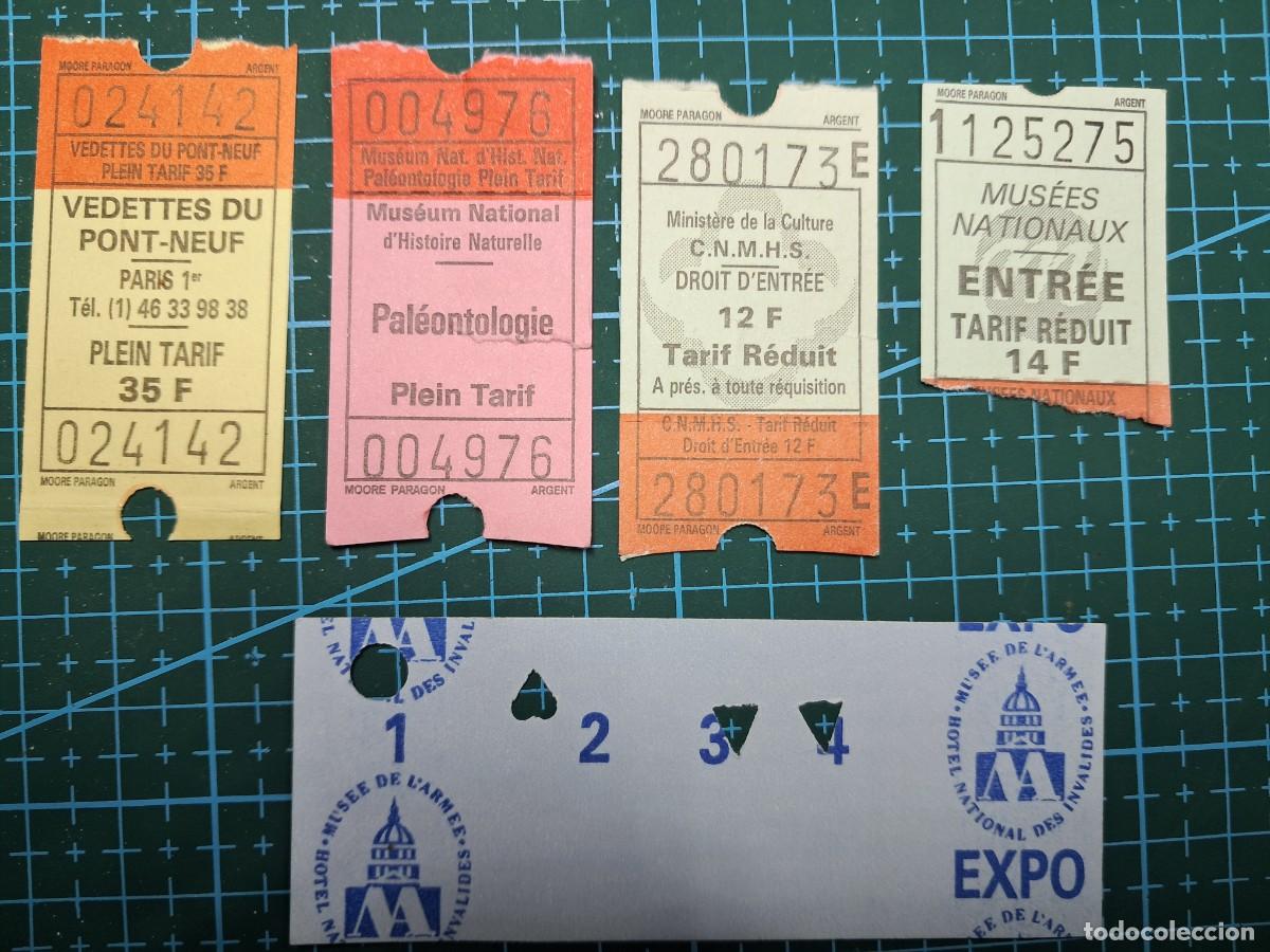 Folletos de turismo: 5 entradas a varios museos de Par&iacute;s - 1990