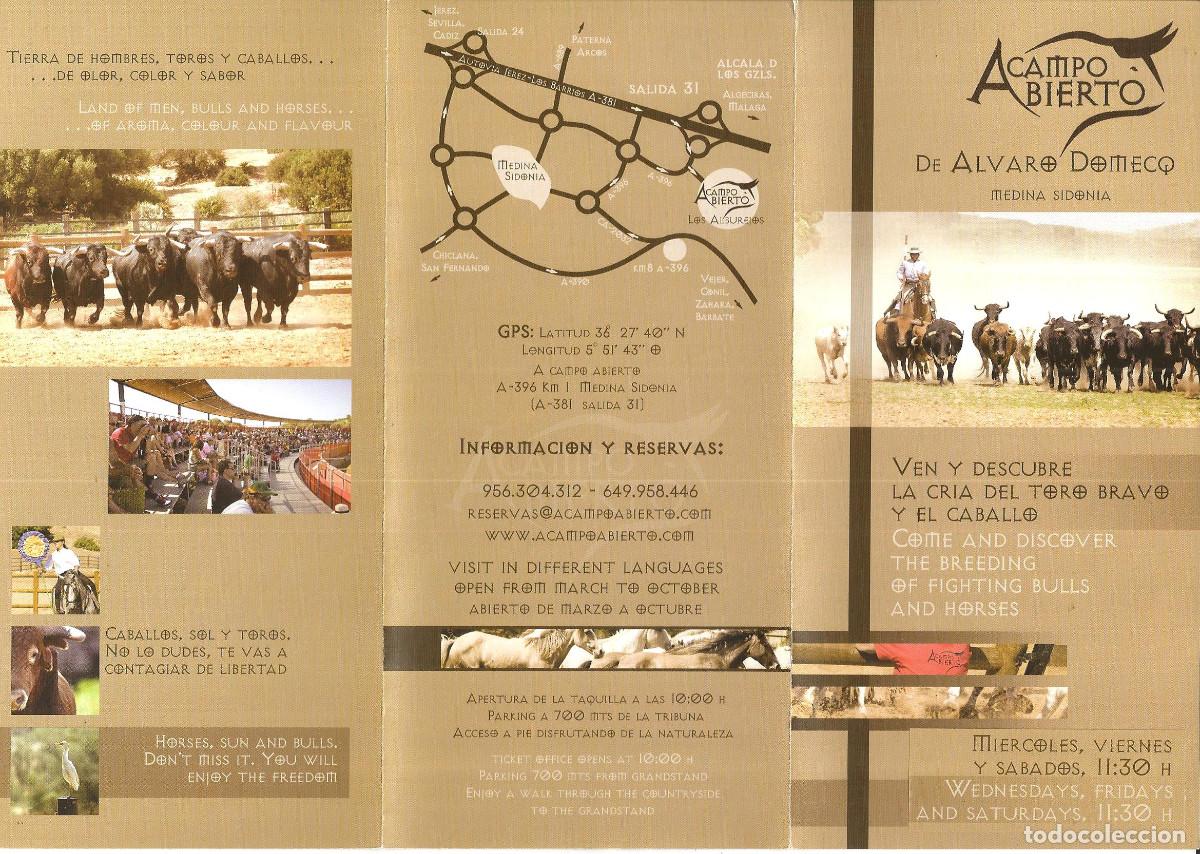 Folletos de turismo: FOLLETO TRIPTICO *A CAMPO ABIERTO* DE ALVARO DOMECQ, MEDINA SIDONIA