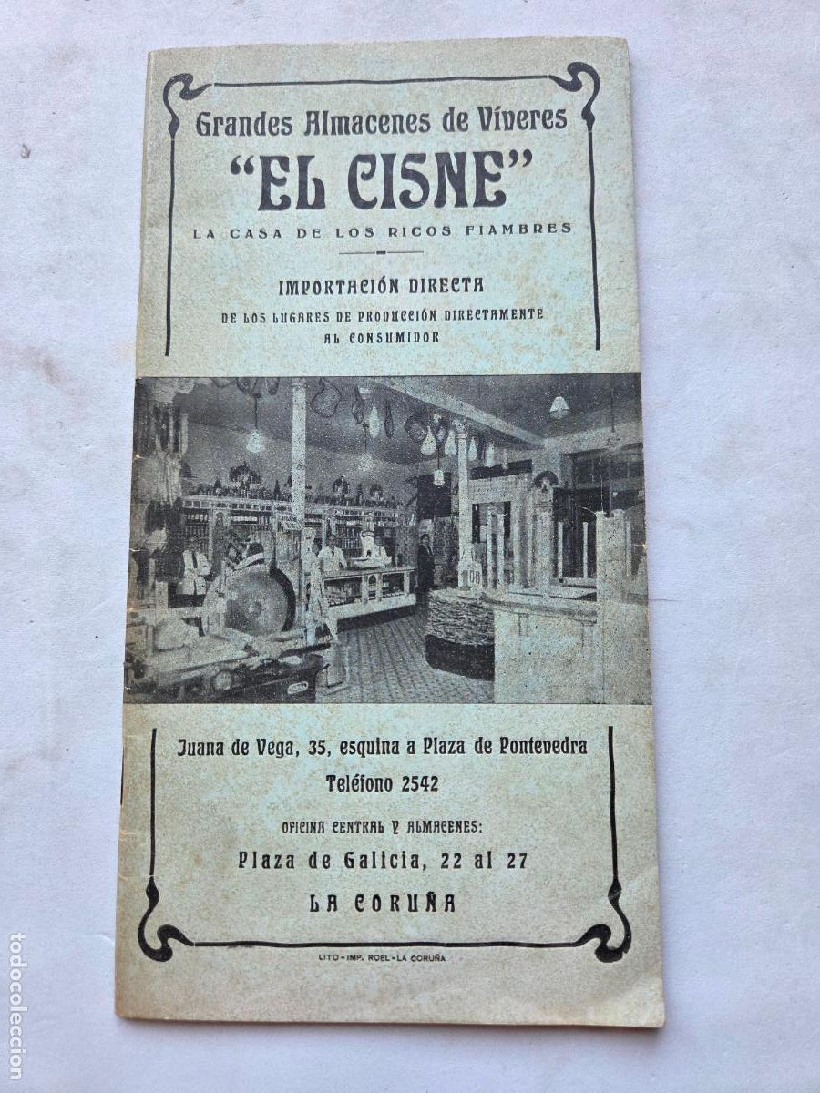 Brochures de tourisme: RARO - LA CORU&Ntilde;A EL CISNE ALMACENES 1936 GALICIA COMPLETO V7