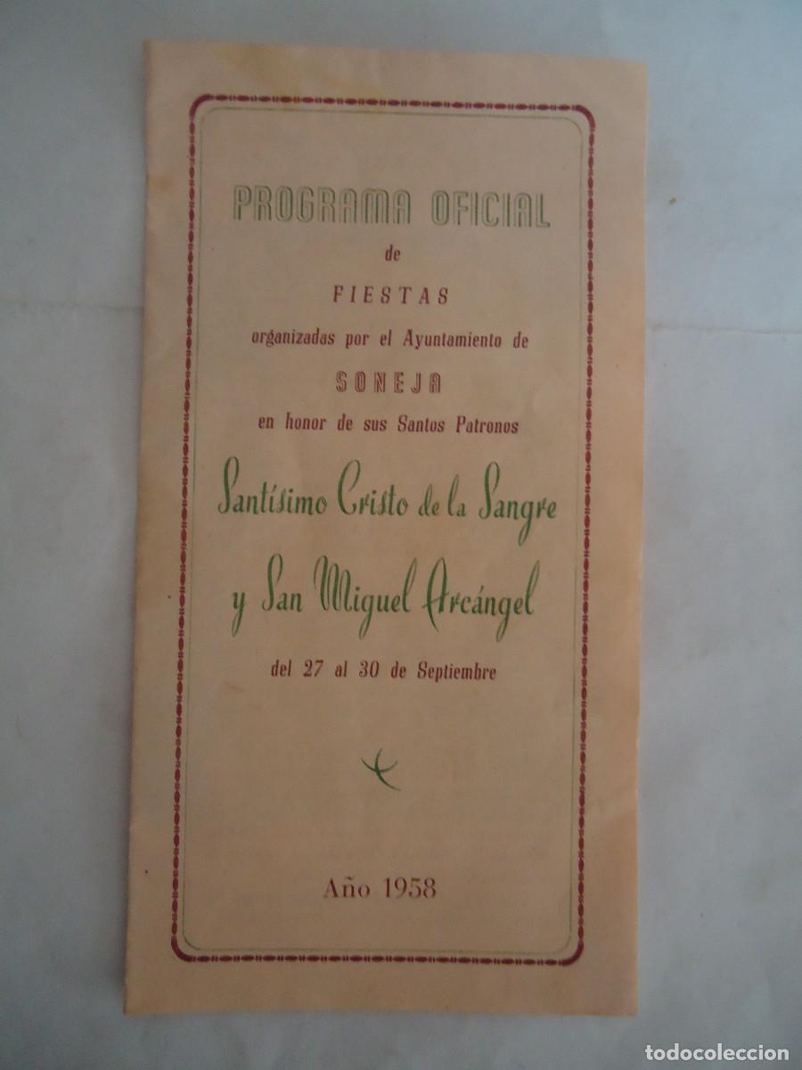 Foglietti di turismo: PROGRAMA OFICIAL DE FIESTAS DEL AYUNTAMIENTO DE SONEJA. A&Ntilde;O 1958. PP -13