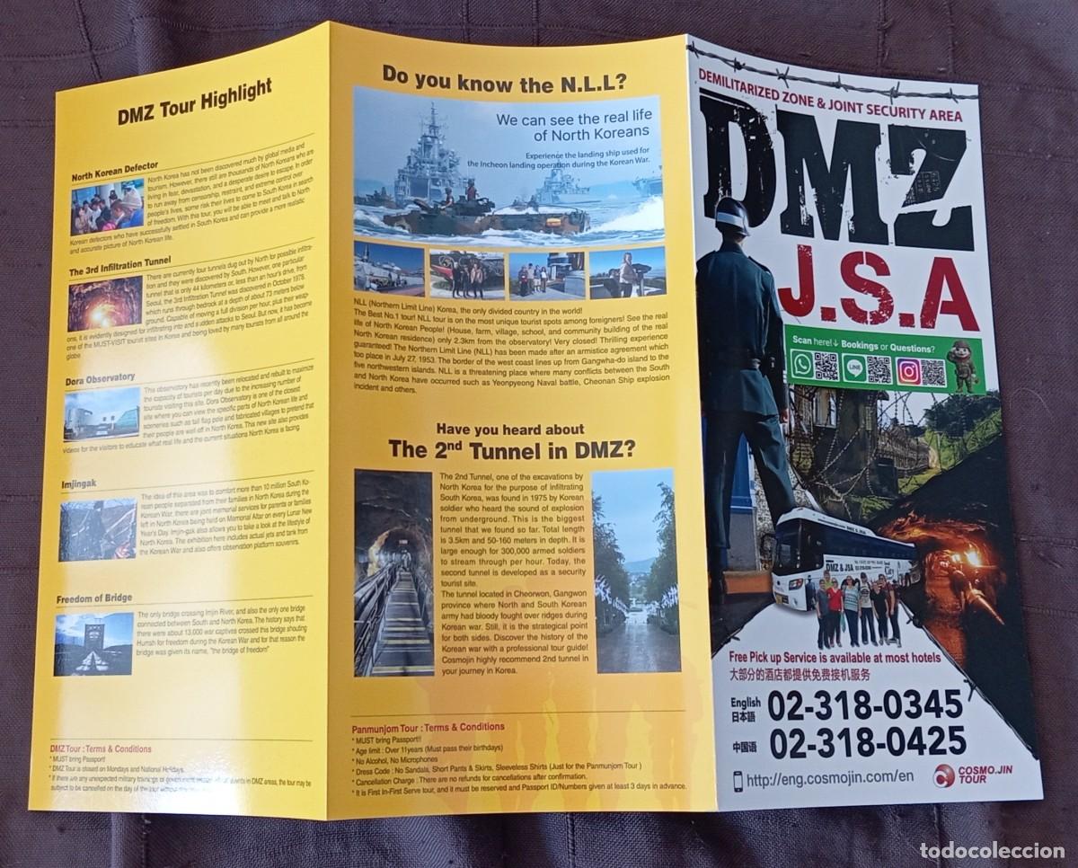Folletos de turismo: Folleto tur&iacute;stico coreano en ingles tour frontera Corea del Norte zona desmilitarizada DMZ y J.S.A