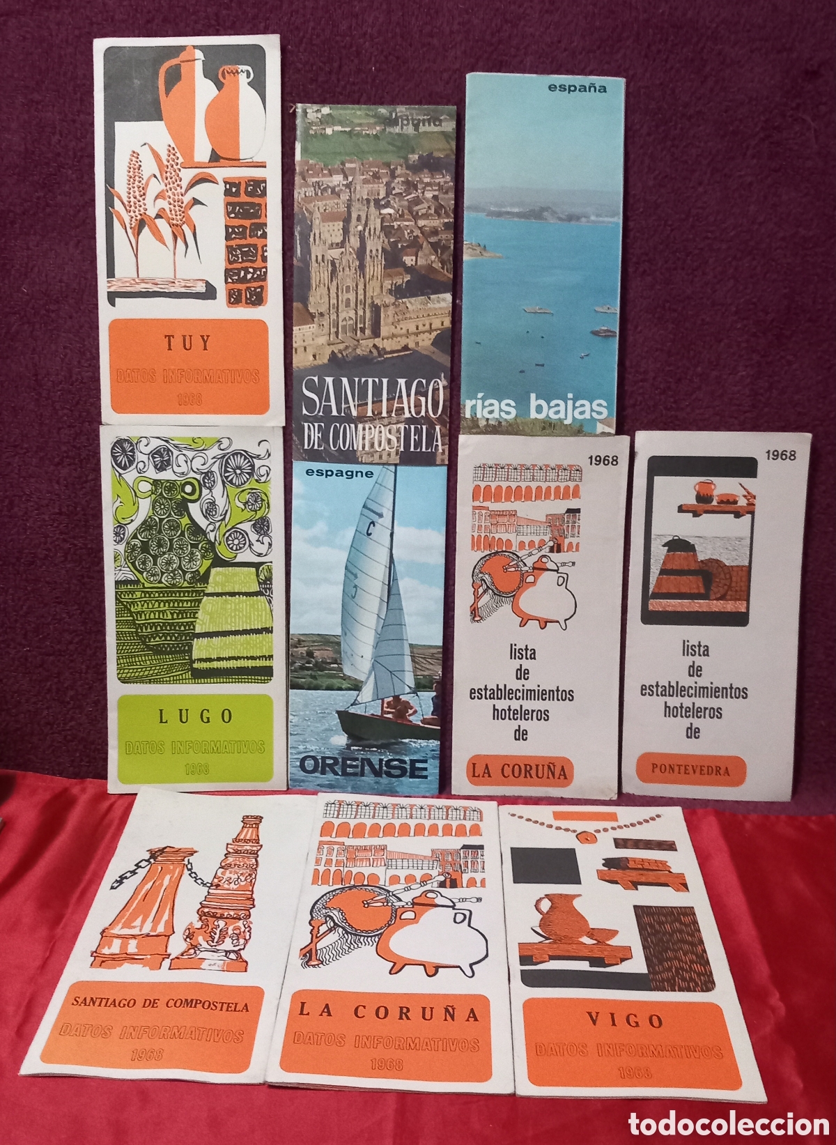 Folletos de turismo: LOTE 10&times;CATALOGOS GUIA CON MAPA DE LOS A&Ntilde;OS 60's(A CORU&Ntilde;A/ORENSE/VIGO/SANTIAGO/PONTEVEDRA/LUGO/TUY)