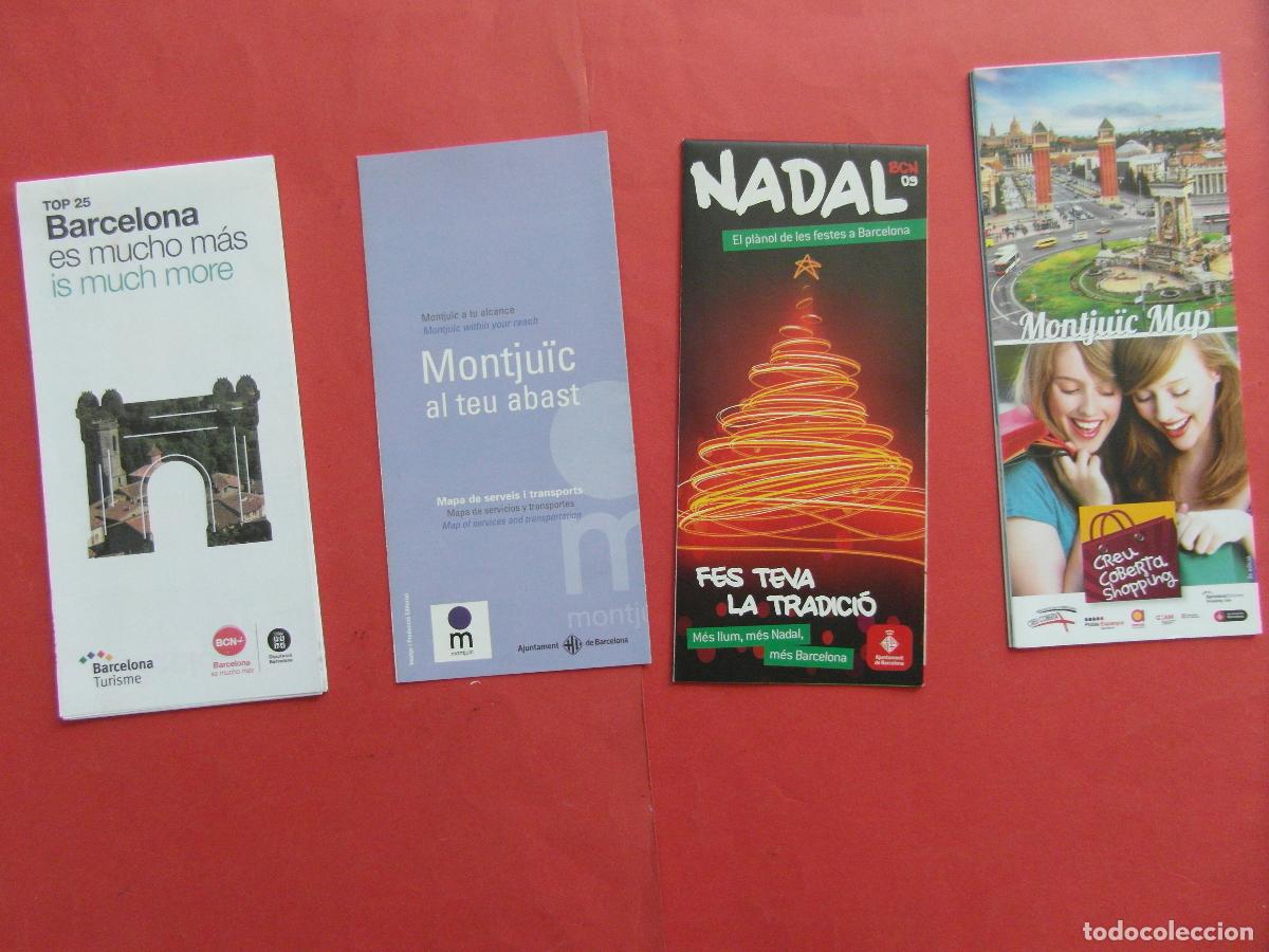 Travel Brochures: 4 PLANO MAPA DESPLEGABLE BARCELONA MONTJUICH NADAL NAVIDAD 2009 CREU COBERTA