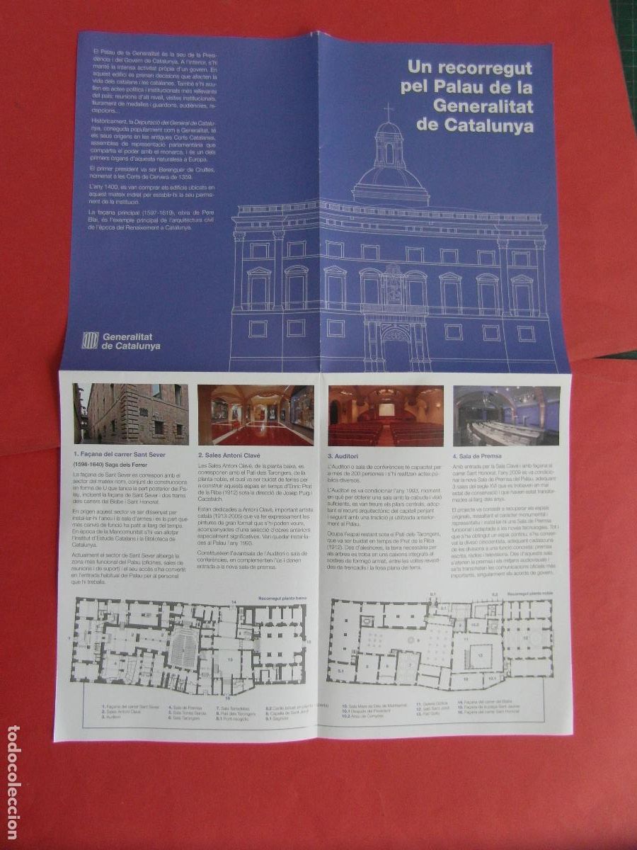 Folletos de turismo: 1 FOLLETO PALAU GEERALITAT BARCELONA