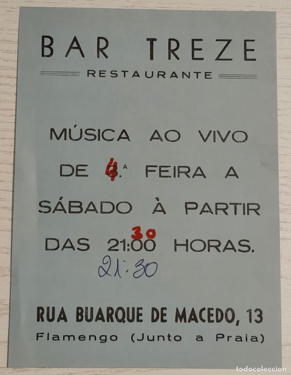 Folletos de turismo: ANTIGUO FOLLETO / FLYER DEL BAR RESTAURANTE TREZE EN EL BARRIO DE FLAMENGO DE R&Iacute;O DE JANEIRO