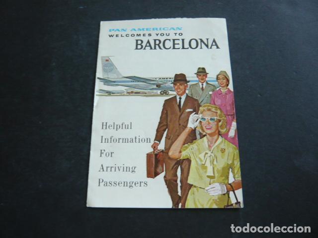 Folletos de turismo: COMPA&Ntilde;IA AEREA PAN AMERICAN FOLLETO BIENVENIDA A BARCELONA