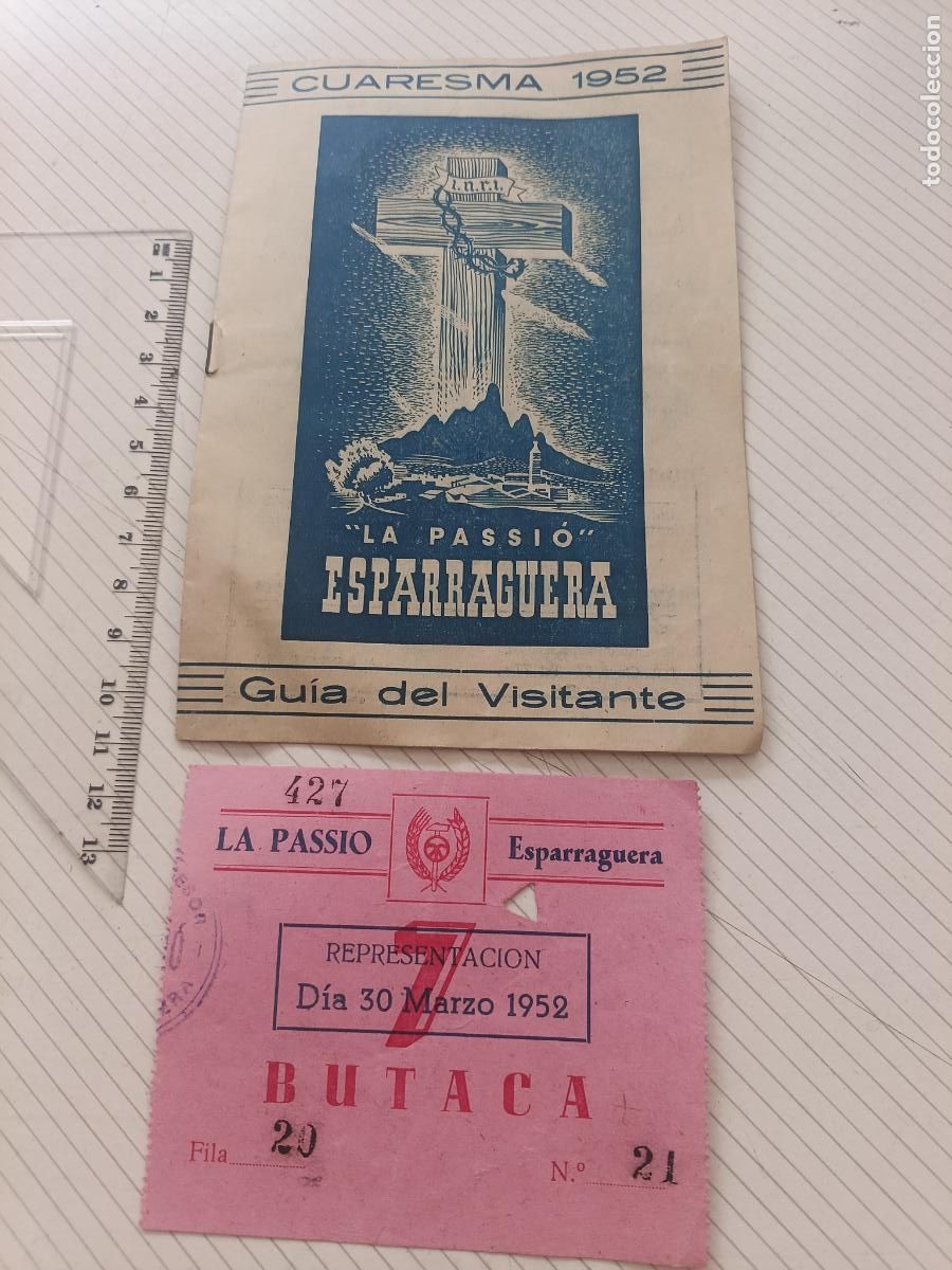 Folletos de turismo: Passi&oacute; de Esparraguera 1952, gu&iacute;a del visitante + entrada