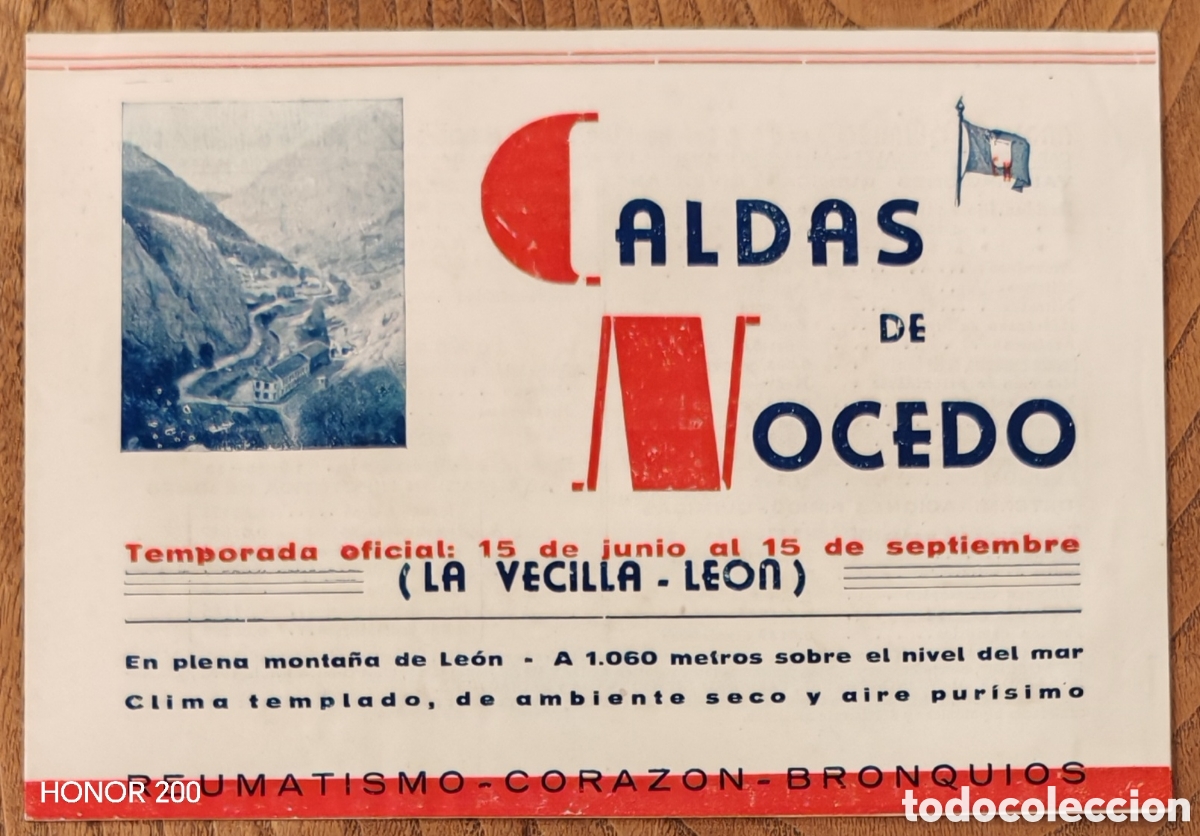 Folletos de turismo: Folleto Publicitario - Hotel Balneario Caldas de Nocedo. La Vecilla - Le&oacute;n A&ntilde;os 20-30