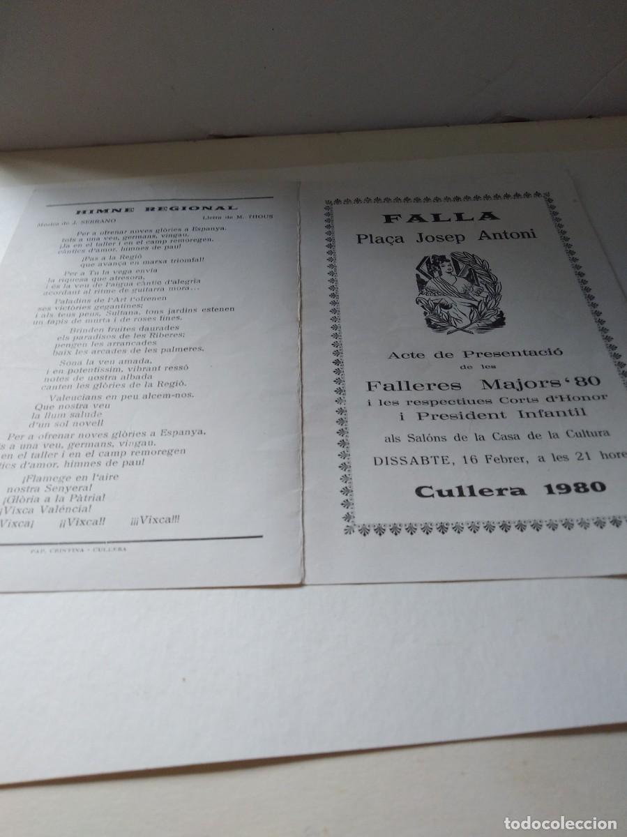 Folletos de turismo: FALLA PLACA JOSEP ANTONI CULLERA 1980