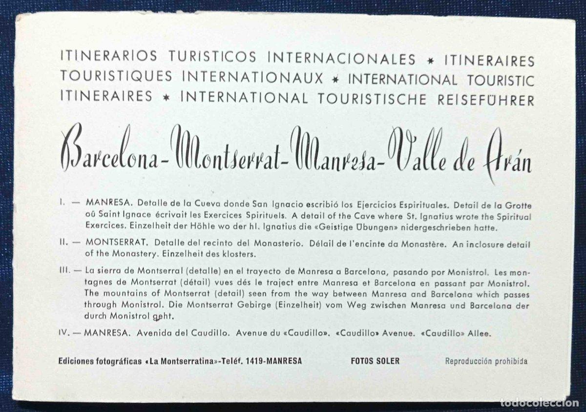 Folletos de turismo: ITINERARIOS TUR&Iacute;STICOS. BARCELONA, MONTSERRAT, MANRESA... FOTOGR&Aacute;FICAS LA MONTSERRATINA, MANRESA....
