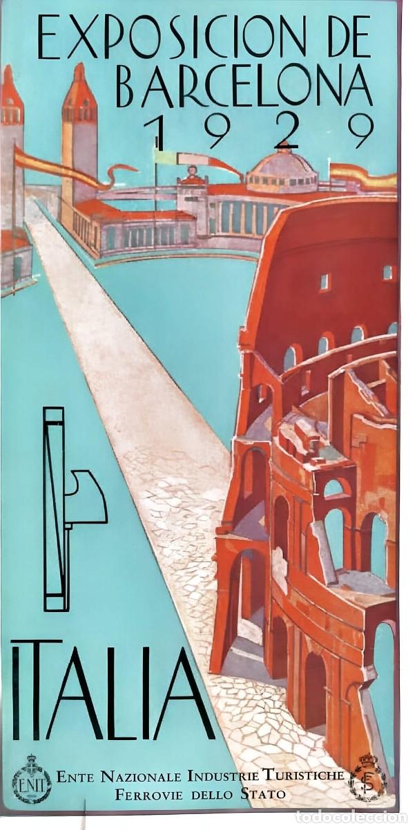 Travel Brochures: Lote Exposici&oacute;n Barcelona 1929: Cat&aacute;logo Secci&oacute;n Italiana y Cartel/Mapa ENIT