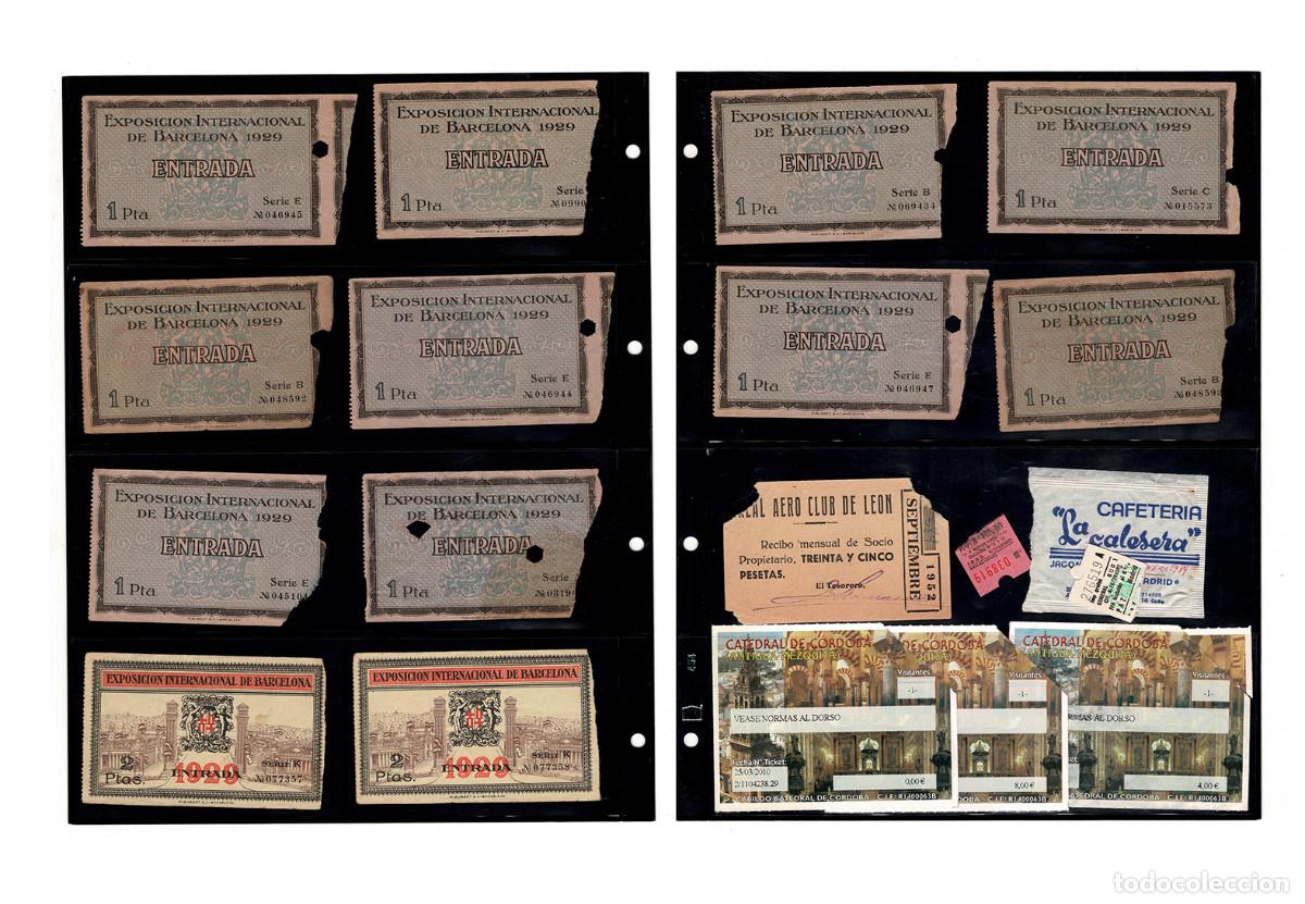 Travel Brochures: COLECCI&Oacute;N ENTRADAS EXPOSICI&Oacute;N INTERNACIONAL BARCELONA 1929 + RECIBO AERO CLUB LE&Oacute;N 1952 Y VARIOS.