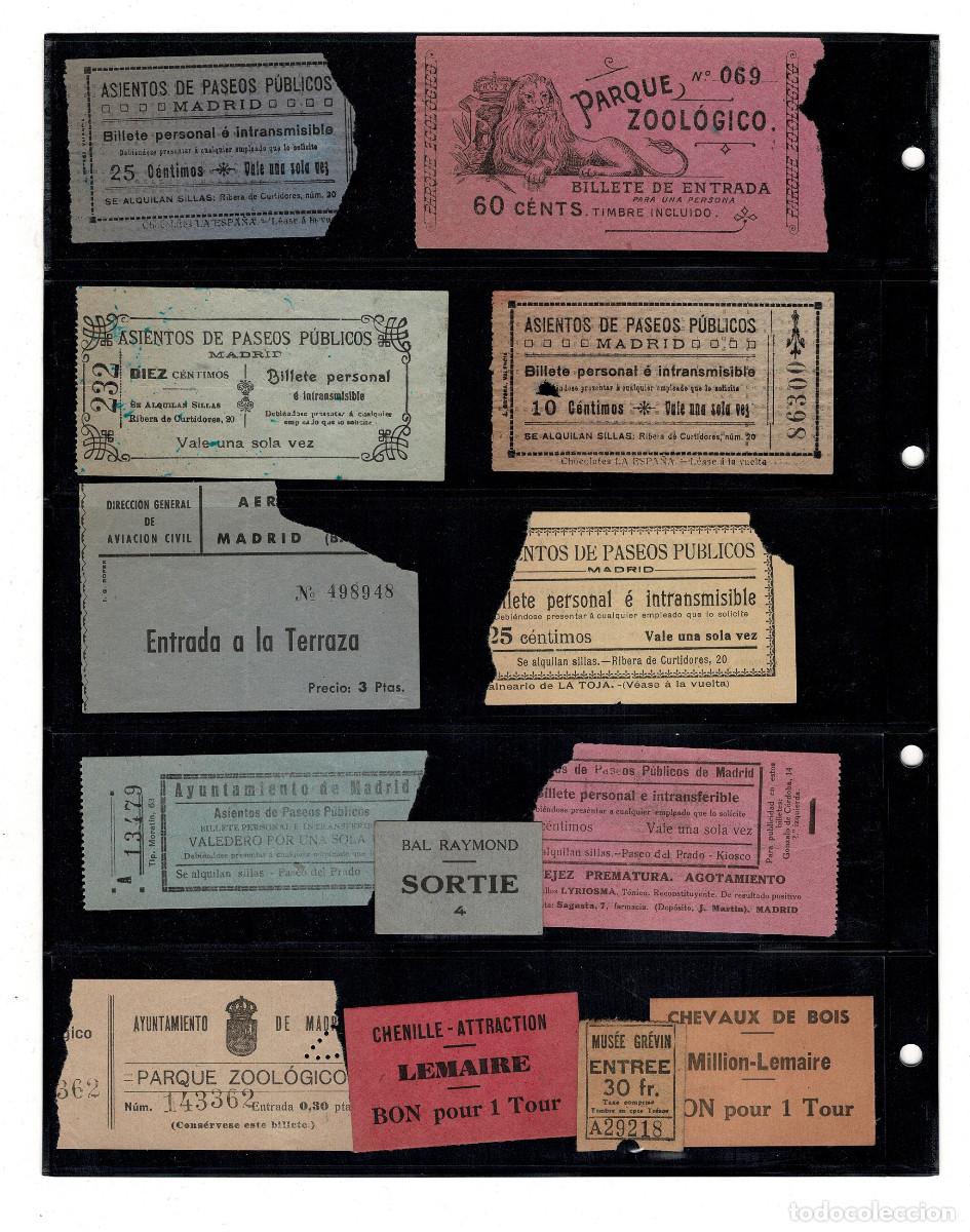 Travel Brochures: LOTE EXCLUSIVO EF&Iacute;MERA HIST&Oacute;RICA: BILLETES DE PASEOS P&Uacute;BLICOS, ZOO MADRID Y ATRACCIONES PAR&Iacute;S S. XX.