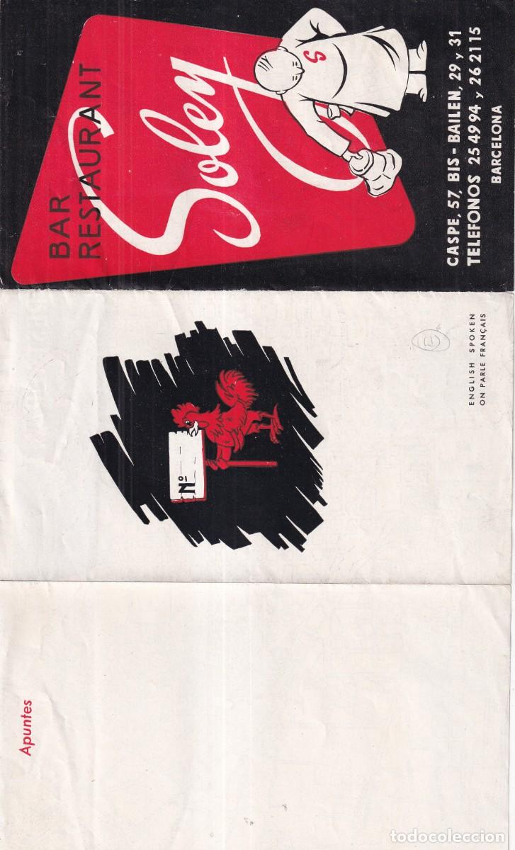 Brochures de tourisme: Folleto con plano bar restaurant Soley Caspe 57 Barcelona. 18 x 10 cm (cerrado)