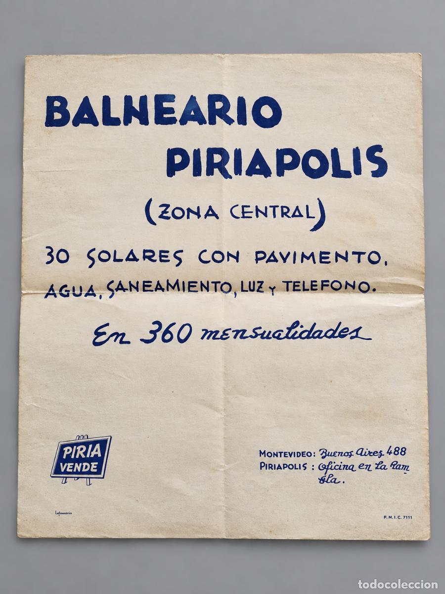 Folletos de turismo: Piria vende - folleto y plano de Piri&aacute;polis, Uruguay