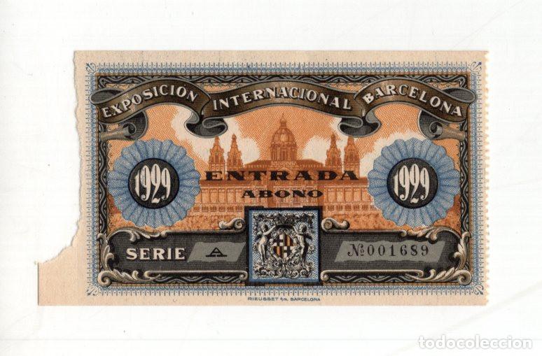Tourismusbrosch&uuml;ren: ABONO SERIE A EXPOSICI&Oacute;N BARCELONA 1929. PIEZA ORIGINAL CON PALACIO NACIONAL.