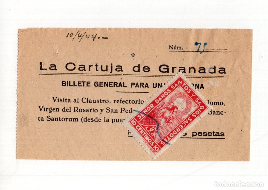 Travel Brochures: ENTRADA CARTUJA GRANADA 10/4/44. CON VI&Ntilde;ETA ECLESI&Aacute;STICA. D&Iacute;A DEL DECRETO DE FORMACI&Oacute;N POL&Iacute;TICA.
